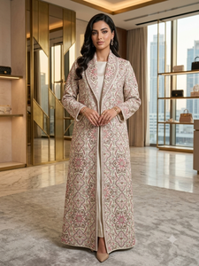 Tissu en coton brodé avec motif floral, mélange de coton transparent, largeur 44 pouces, pour textile de maison, vêtements pour femmes, veste, abaya et robe. - Product Image 3