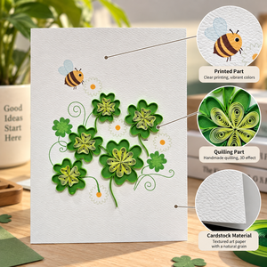 Tarjeta de Felicitación Personalizada con Trébol de la Suerte y Abeja, Hecha a Mano, Venta al por Mayor, del Mejor Fabricante de Papelería, con el Mejor Papel - Product Image 4