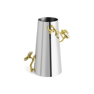 Jarrón de lujo Saleem International 2026 con diseño de granada, color plateado, de metal, con hoja de ginkgo marrón dorado - Product Image 5