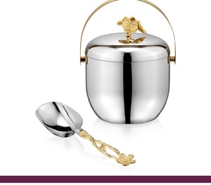 Juego de Cubitera Floral de Acero Inoxidable con Cuchara, 1.5L, Doble Pared, Elegante Enfriador para Fiestas, Hogar, Bar, Hotel, Restaurante - Product Image 4