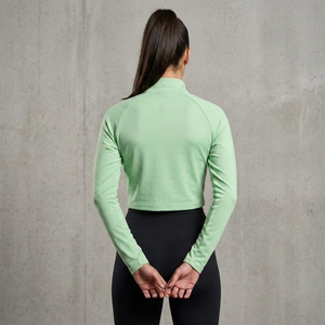 Chaqueta Deportiva Corta para Mujer, Manga Larga, Color Sólido, Cuello Alto, Tejido de Punto, Spandex, Poliéster, Compresión - Product Image 3
