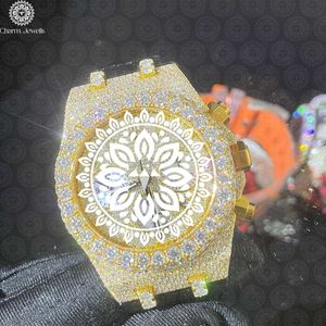 Montre de luxe pour homme Charm_Jewells, boîtier polygonal de 42 mm, cristal saphir, chronographe analogique, mouvement à quartz, bracelet en acier inoxydable - Product Image 4