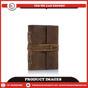100% Genuine Leather Bound Diary Hardcover Vintage Style Wrap Flap Design Brown Color Sewing Binding 240 Pages <b>Notebook</b> With Pen - Product Image 5