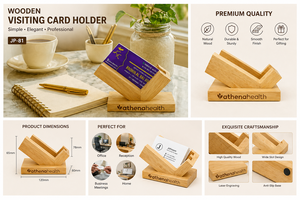 Personalized Wooden Business <b>Card</b> Holder & Stand with Printing for Desk-<b>Table</b> Top Organizer for Mother's Day & Valentine's Day - Product Image 2