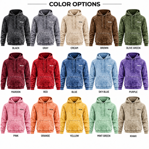 Sweat-shirt à capuche unisexe de haute qualité avec logo personnalisé, effet délavé, manches classiques, poche kangourou, décontracté, 100% coton, coupe ample - Product Image 6