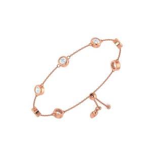 <b>Rose</b> <b>Gold</b> Bezel Set Diamond <b>Bracelet</b> Fine Chain Link Bangle For Women Anti Tarnish Jewelry - Product Image 3