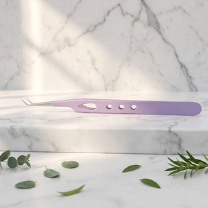 Pince à cils en acier inoxydable violet avec grip texturé, outils de précision pour la pose des cils, pour les professionnels des salons de beauté - Product Image 5