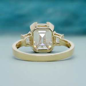 Bague de fiançailles et de mariage en or jaune 14 carats avec émeraude et diamant de laboratoire certifiés IGI, 4 carats, bijou cadeau pour fête - Product Image 4