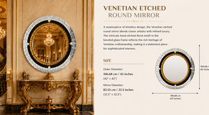 Venetian <b>Mirror</b> Round Size full Circle Wall <b>Mirror</b> Etched Floral Beveled Frame Antique <b>Silver</b> Full Length Decorative Luxury Hand - Product Image 5