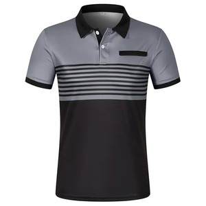 Chemise décontractée pour homme, verte et noire, unie, style streetwear, respirante, tricotée, à manches courtes, avec poche, coupe classique, 100 % polyester - Product Image 2