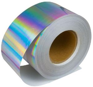 เทปโครเมี่ยมโฮโลแกรมสีเงินแบบม้วน  กาวเหนียวแน่น สะท้อนแสงสีรุ้ง  ฟิล์มตกแต่งสำหรับงานฝีมือและบรรจุภัณฑ์ - Product Image 1