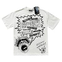Kaos Pria Heavyweight 100% Katun Cetak Digital Anti-Kerut Motif Bintang Vintage Lengan Pendek O-Neck Rajut Regular Fit Streetwear