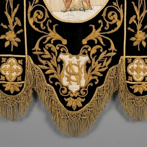 Écusson religieux personnalisé brodé en velours à coudre, design ovale Saint avec franges dorées classiques, délai d'échantillon 7 jours - Product Image 4