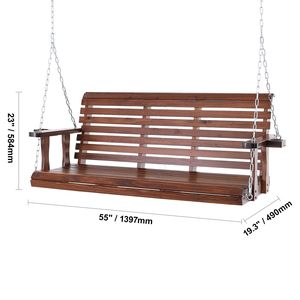 Dondolo da Veranda in Legno da 1,67 m, Robusto Dondolo da Giardino per Cortile, Capacità di Carico Migliorata di 400 kg, Utilizzo Interno - Product Image 5