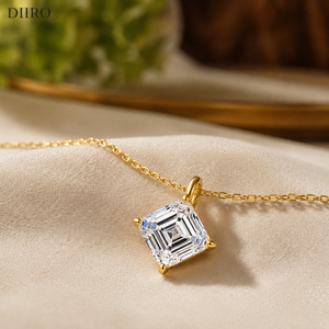 Pendentif en moissanite, argent sterling 925, coupe Asscher, chaîne de fiançailles, plaqué or, pour femme, à porter au quotidien - Product Image 3