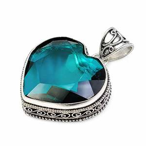 Pendentif Cœur en Argent Sterling 925 avec Topaze Bleue de Londres, Breloque Facettée, Bijou en Pierre Précieuse, Vente en Gros - Product Image 3