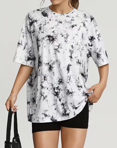 เสื้อยืดคอกลมโอเวอร์ไซส์สำหรับผู้หญิง |   ผ้าถักโพลีเอสเตอร์/คอตตอนพิมพ์ลายตามสั่ง |   เสื้อผ้าขายส่งแบบแขนยาวทรงหลวม - Product Image 4