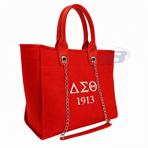 Sac fourre-tout en toile bleu personnalisé durable Delta Sigma Theta Sorority avec bandoulière chaîne, grande capacité, léger, de haute qualité, tendance - Product Image 2