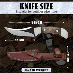 Cuchillo de caza de acero inoxidable de espiga completa de 9 pulgadas con mango de madera de nogal, bolster de acero y hoja fija de punta caída LEGACY BLADES OEM - Product Image 5