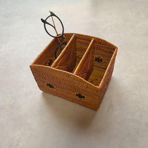 Panier porte-revues en rotin, panier divisé pour livres et dépliants, accessoires de bureau pour bureau - Product Image 5