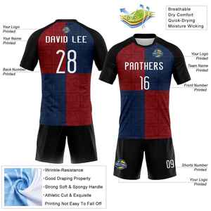 Custom <b>Volleyball</b> Jersey <b>Set</b> Red Blue Color Block Sublimated Crew Neck Short Sleeve Quick Dry Unisex Adult Sportswear - Product Image 2
