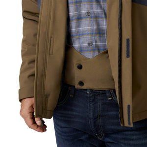 Vestes Softshell en gros, couleur marron, pour sports d'hiver en plein air, vêtements décontractés, vestes Softshell imperméables avec poches zippées - Product Image 6