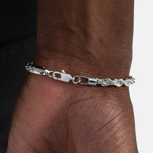 925 Sterling Silver <b>Rope</b> Chain <b>Bracelet</b> Twisted <b>Rope</b> Link <b>Bracelet</b> Diamond Cut Italian <b>Rope</b> <b>Bracelet</b> for Men Women - Product Image 2