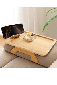 Table d'appoint durable en bois pour canapé, avec rangement pour collations, boissons et télécommande, utilitaire quotidien pour la maison - Product Image 6