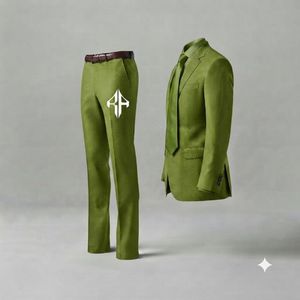 Traje de Pantalón y Chaqueta de Terciopelo Estilo Italiano para Hombre, Antiarrugas, Transpirable, Cierre de Botones, Diseño Plano Frontal, Viscosa/Poliéster - Product Image 4