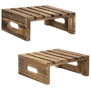 Soporte Rústico de Madera Quemada Marrón para Tartas, Exhibidor de Postres de Madera, Soporte Elevador para Cupcakes, Decoración para Fiestas - Product Image 5