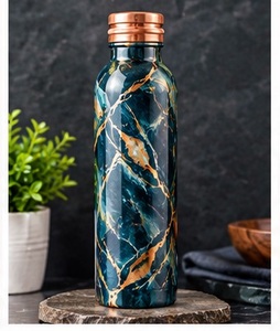 Handcrafted Wood Pattern Copper <b>Water</b> <b>Bottle</b> Leak Proof Portable Eco Friendly Travel <b>Metal</b> Drinkware - Product Image 5