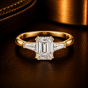 แหวนเพชรทรงเอเมอรัลด์คัท เพาะเลี้ยงในห้องปฏิบัติการ ทองคำแท้ 14K 18K ประดับเพชรทรงบาแก็ตต์ด้านข้าง แหวนแต่งงาน 1.30 กะรัต รับรองโดย IGI DEFVVS OEM - Product Image 1