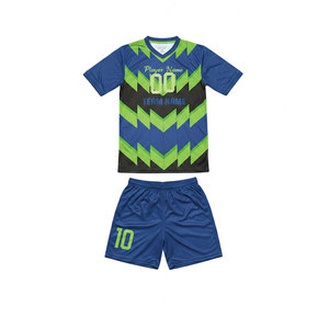 Ensemble d'uniformes de football unisexe personnalisés à rayures avec appliques, grande taille, vêtements de sport de qualité pour adultes, nouveau design, comprenant maillot et short, OEM - Product Image 6