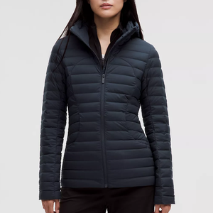 Women Oversized Lightweight Breathable Printed Canvas Polyester Filled Long Sleeve Zip <b>Packable</b> Puffer <b>Jacket</b> - Product Image 2