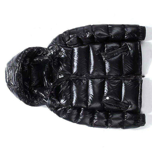 Men's <b>Black</b> Hooded Puffer <b>Jacket</b> Winter Casual Windproof Thick Zipper Closure Solid Color Short Length Regular Fit - Product Image 6