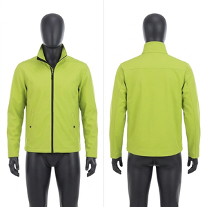 Mens 320 GSM Polyester Spandex Soft Shell Work Jacket Blue Full Zip Custom Embroidery Print Logo - Product Image 3