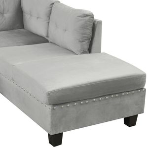 105 moderno \ "divano componibile a forma di L con riporre Chaise longue reversibile 2 cuscini e portabicchieri grigio divano da soggiorno - Product Image 6