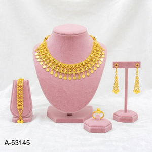 Traditional Wedding Jewelry Set – Gold & Silver Tone Red Stone Necklace Set for Women - Product Image 2