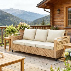 Divano in Rattan per Esterni per Terrazza e Balcone, Arredamento da Patio dal Fascino Elegante - Product Image 1