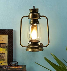 Antique <b>brass</b> spherical desk <b>lantern</b> on curved metal stand with petal patterns, available at wholesale prices. - Product Image 5
