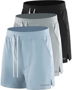 Neleus Men's Quick Dry <b>Canvas</b> Sport Shorts Solid Color Digital Front Drawstring Waist Knitted Mesh Light Blue Gray Black - Product Image 1