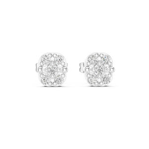 Pendientes de compromiso de oro blanco de 14 quilates con diamantes cultivados en laboratorio para mujer |   Diamante Cultivado Nuevo - Product Image 1