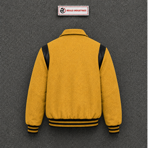 Chaqueta Varsity Clásica Dorada con Letras para Hombre, Ajuste Cómodo, Premium, para Uso Diario en Invierno y Otoño, Corte Regular, Color Sólido, con Botones - Product Image 6