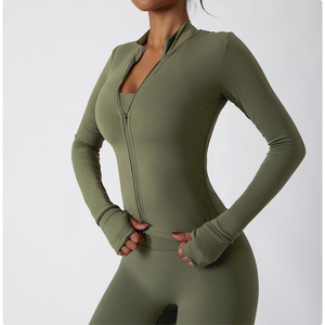 Chaqueta de Yoga para Mujer, de Algodón Tejido, de Secado Rápido, Transpirable, Cortavientos, de Manga Larga, para Deportes, Fitness, Ropa Deportiva Informal - Product Image 1