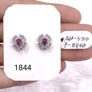 Pendientes de plata de ley 925 originales con rubí, diamante rojo natural, joyería de plata hecha a mano, regalo para ella, joyería fina al por mayor - Product Image 2
