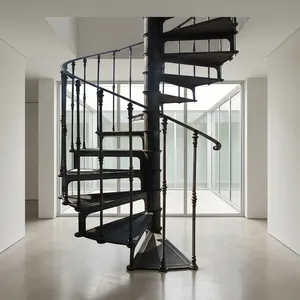 Spiral <b>Iron</b> Staircase <b>Wrought</b> <b>Iron</b> <b>Railing</b> Modern Design Safe Durable Construction for Villa Indoor Use Sparxwizz Engineering - Product Image 1