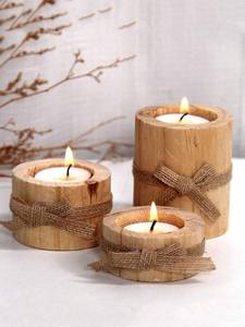 Eco Friendly Wooden Candle <b>Holder</b> Handcrafted Rustic Wood Candle Stand For Festive Decoration Wedding Centerpiece Home Styling - Product Image 1