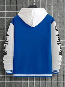 Veste d'hiver confortable pour homme, style Letterman, col rond, logo sur le devant, coupe-vent, haute qualité, écologique, séchage rapide, respirante, 100% coton - Product Image 2