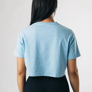 เสื้อครอปท็อปผู้หญิง สีพื้น คอกลม แขนยาว ผ้าฝ้ายเจอร์ซีย์ 100% ระบายอากาศ แห้งเร็ว สไตล์สตรีทแวร์ลำลอง สำหรับฤดูใบไม้ผลิและฤดูร้อน - Product Image 5