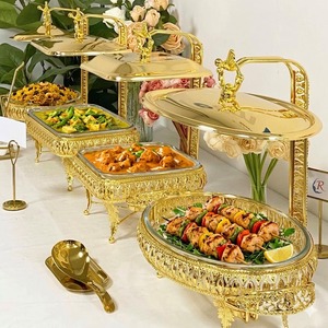 Premium 4 Pack Stainless Steel Chafing Dish Set <b>Buffet</b> <b>Server</b> with Lid At Cheap Price - Product Image 2